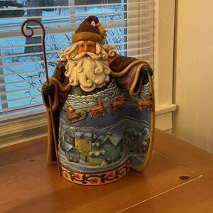 Jim Shore Santa Figurine with Red and Blue Accents